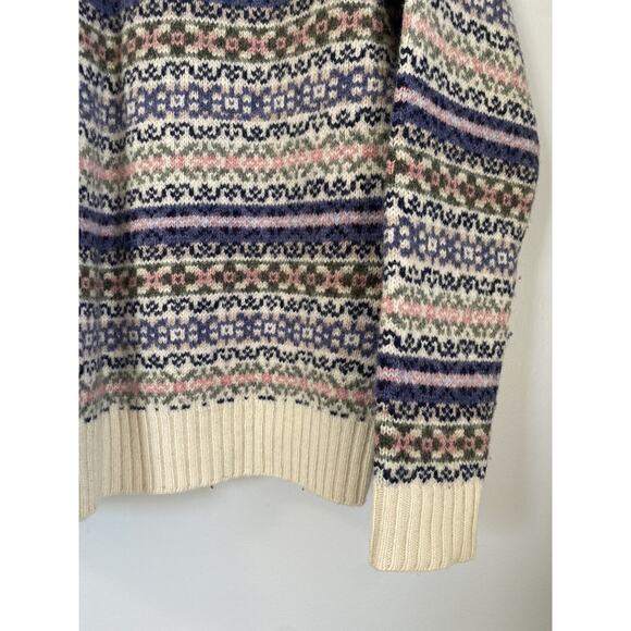 Newton Trading Co 100% Wool Shetland M North Isle Sweater Pink Blue EUC Warm Top - Picture 8 of 9